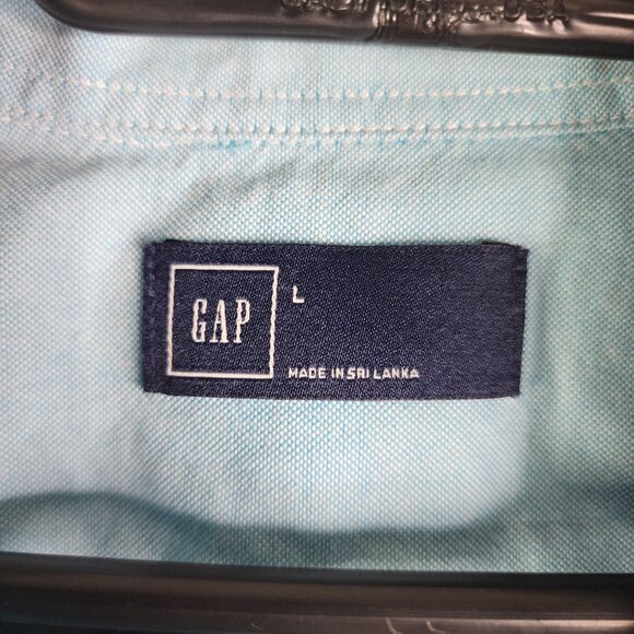 Men's Gap Light Blue Shirt Long Sleeve Button Down 100% Cotton Size L - Picture 6 of 11
